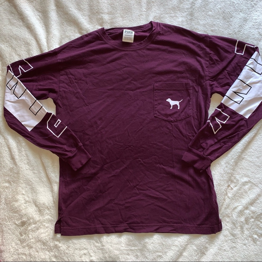 NWOT VS PINK Maroon Long Sleeve Tee